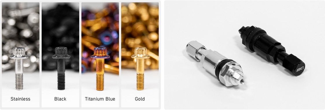 ピアスボルト(Stainless / Black / Titanium Blue / Gold)とバルブ